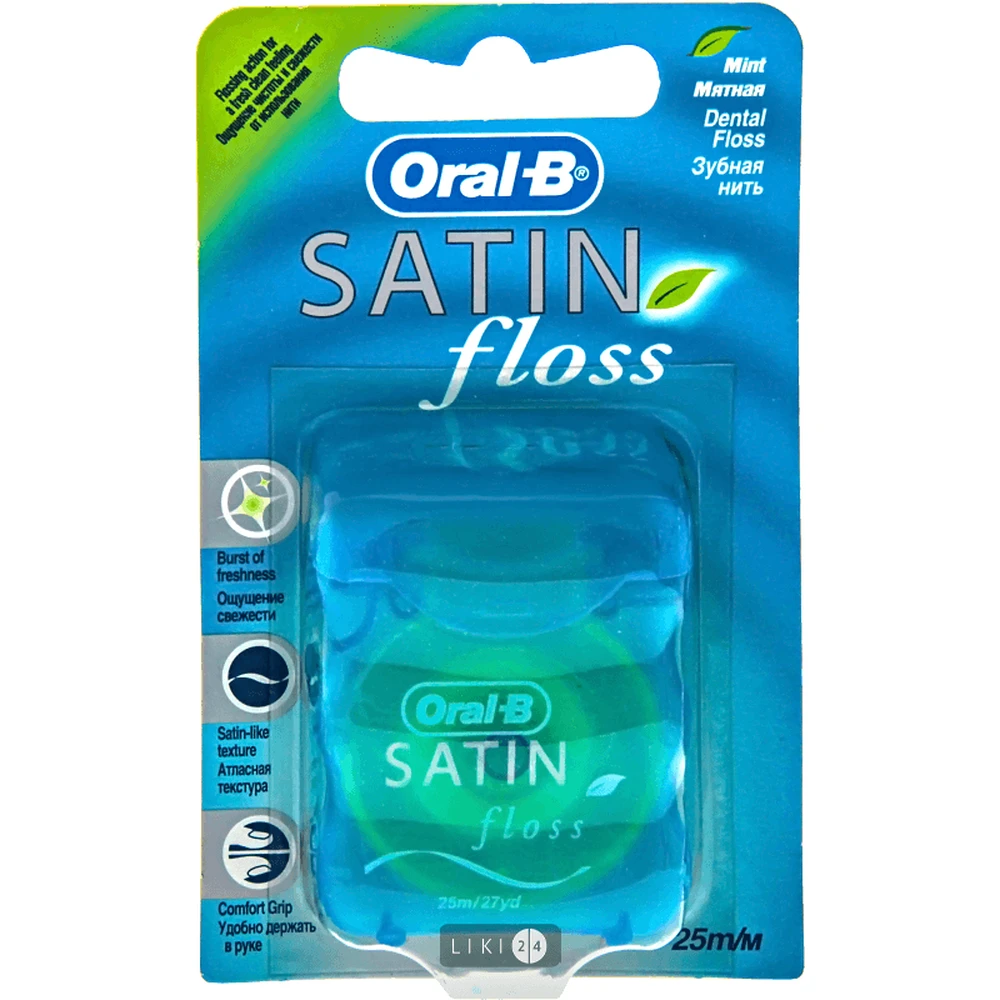 Зубна нитка Oral-B Satin Floss, 25 м: ціни та характеристики
