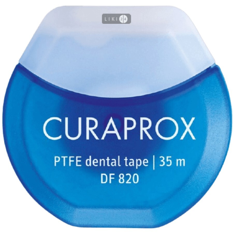 Зубна нитка Curaprox DF820 тефлонова з хлоргексидином, 35 м: ціни та характеристики