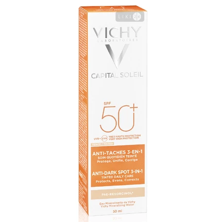 Солнцезащитный крем Vichy Ideal Soleil Anti-Dark Spots SPF50+ с тонирующим эффектом, против пигментных пятен 50 мл: цены и характеристики