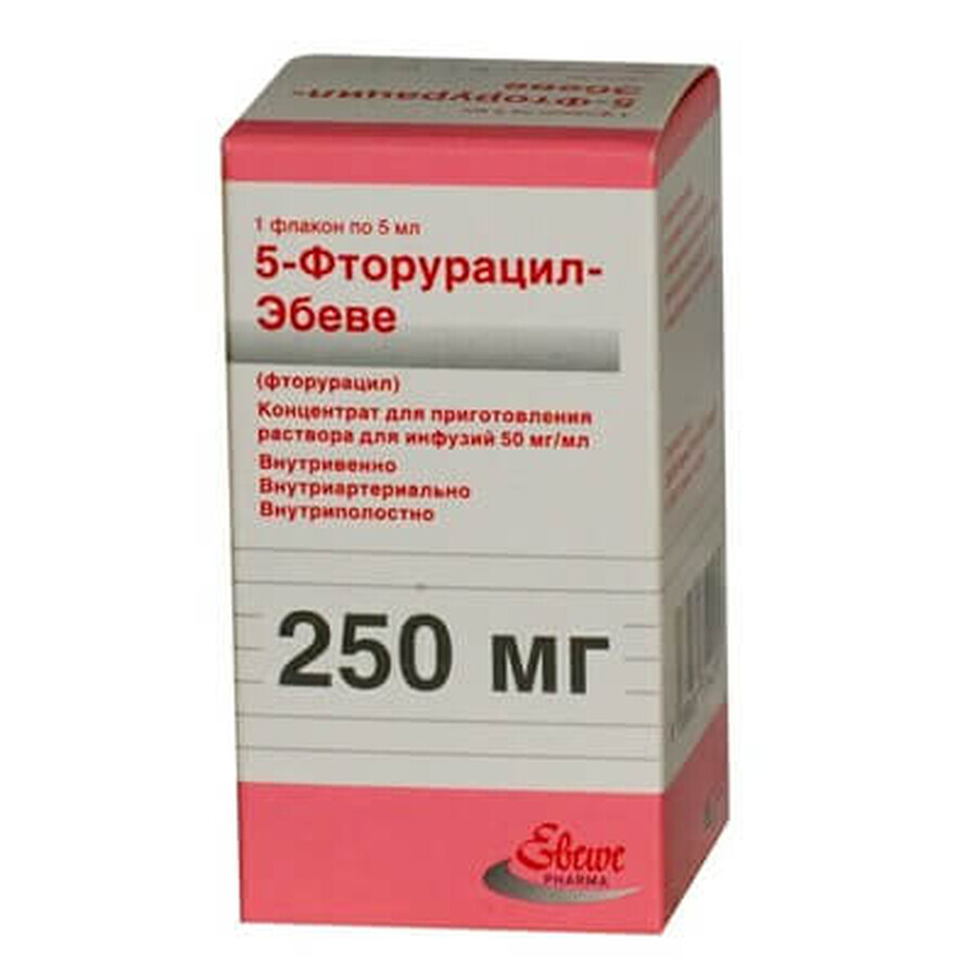 5-фторурацил "ебеве" конц. д/п інф. р-ну 250 мг фл. 5 мл: ціни та характеристики