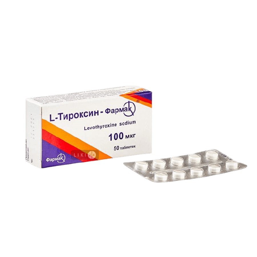 L-тироксин-фармак табл. 100 мкг №100: ціни та характеристики