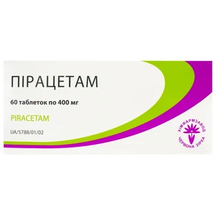 Пірацетам 400 мг таблетки, №60