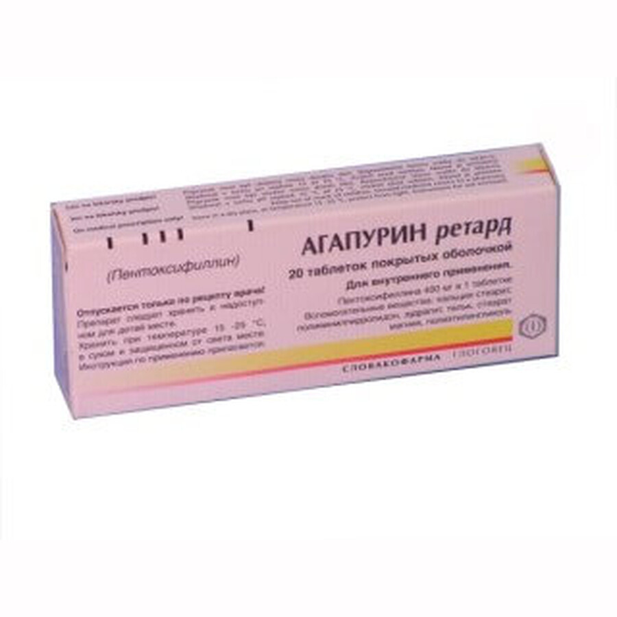 Агапурин ретард табл. пролонг. дії, в/о 400 мг №20: ціни та характеристики