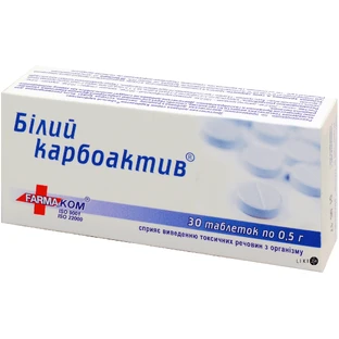 Карбоактив "доктор вознюк" "Білий карбоактив", табл. 0,5 г №30
