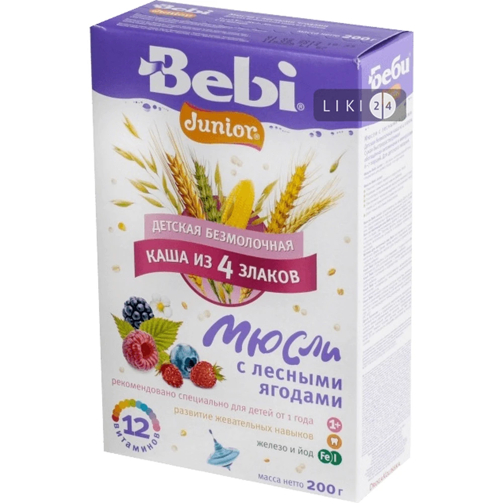 Безмолочная каша Bebi Junior Мюсли с лесными ягодами 200 г: цены и характеристики