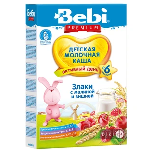 Молочная каша Bebi Premium Злаки с малиной и вишней с 6 месяцев 250 г