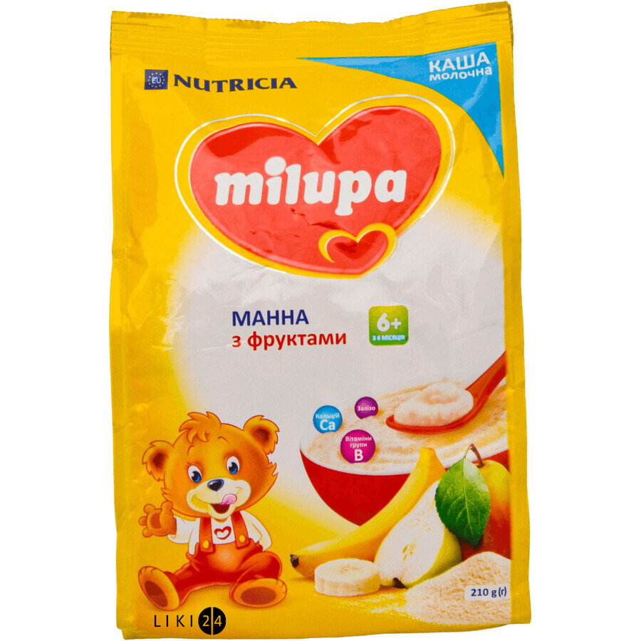 Дитяча каша Milupa Манна з фруктами молочна з 6 місяців, 210 г: ціни та характеристики