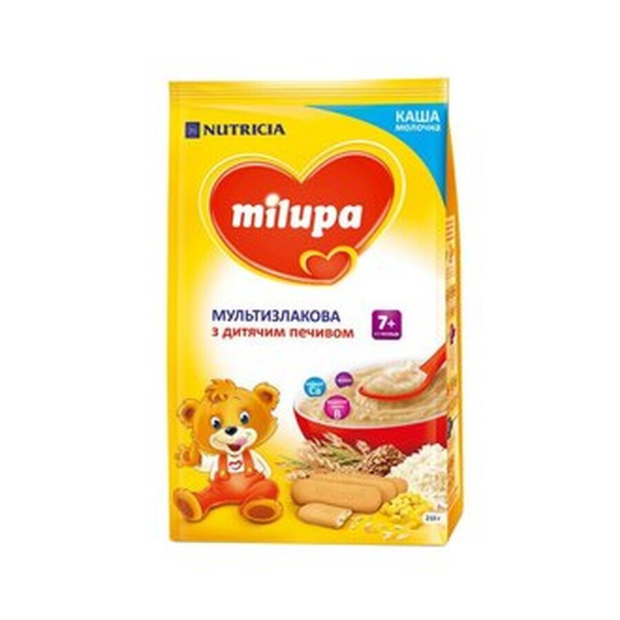 Дитяча каша Milupa Мультизлакова з дитячим печивом молочна з 7 місяців, 210 г: ціни та характеристики
