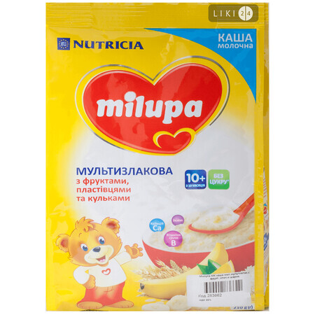 Каша Milupa Мультизлакова з фруктами, кульками і пластівцями молочна с 10 місяців, 210 г