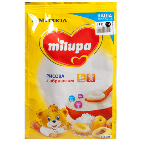 Дитяча каша Milupa Рисова з абрикосом молочна з 5 місяців, 210 г