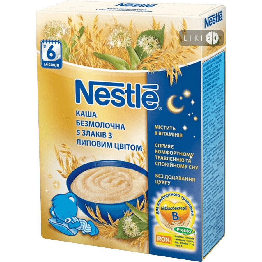 Безмолочна каша Nestle Помогайка 5 злаків з липовим цвітом з 6 місяців 250 г: ціни та характеристики