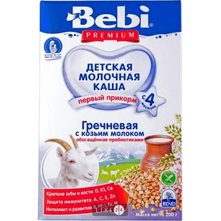 Молочная каша Bebi Premium гречневая с козьим молоком с 4 месяцев 200 г