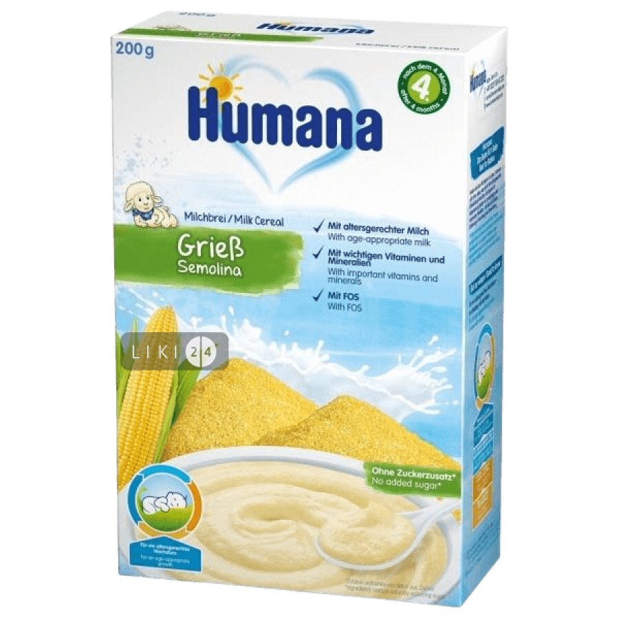 Молочная каша Humana кукурузная 200 г: цены и характеристики