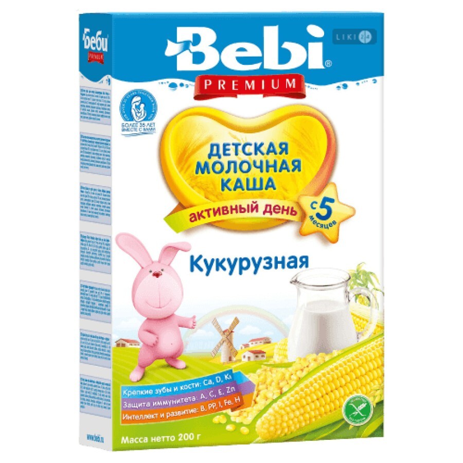 Детская каша Bebi Premium Кукурузная молочная с 5 месяцев, 200 г: цены и характеристики