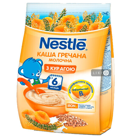 Молочна каша Nestle Гречана з курагою і біфідобактеріями з 6 місяців 180 г