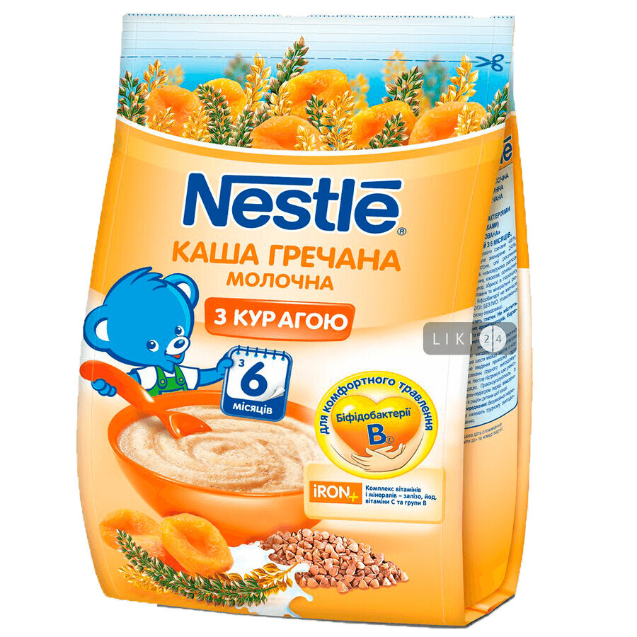 Молочна каша Nestle Гречана з курагою і біфідобактеріями з 6 місяців 180 г: ціни та характеристики