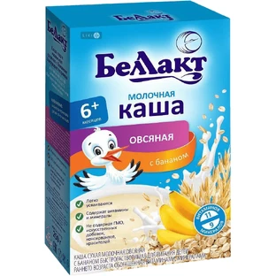 Дитяча каша Беллакт вівсяна з бананом молочна з 6 місяців, 200 г