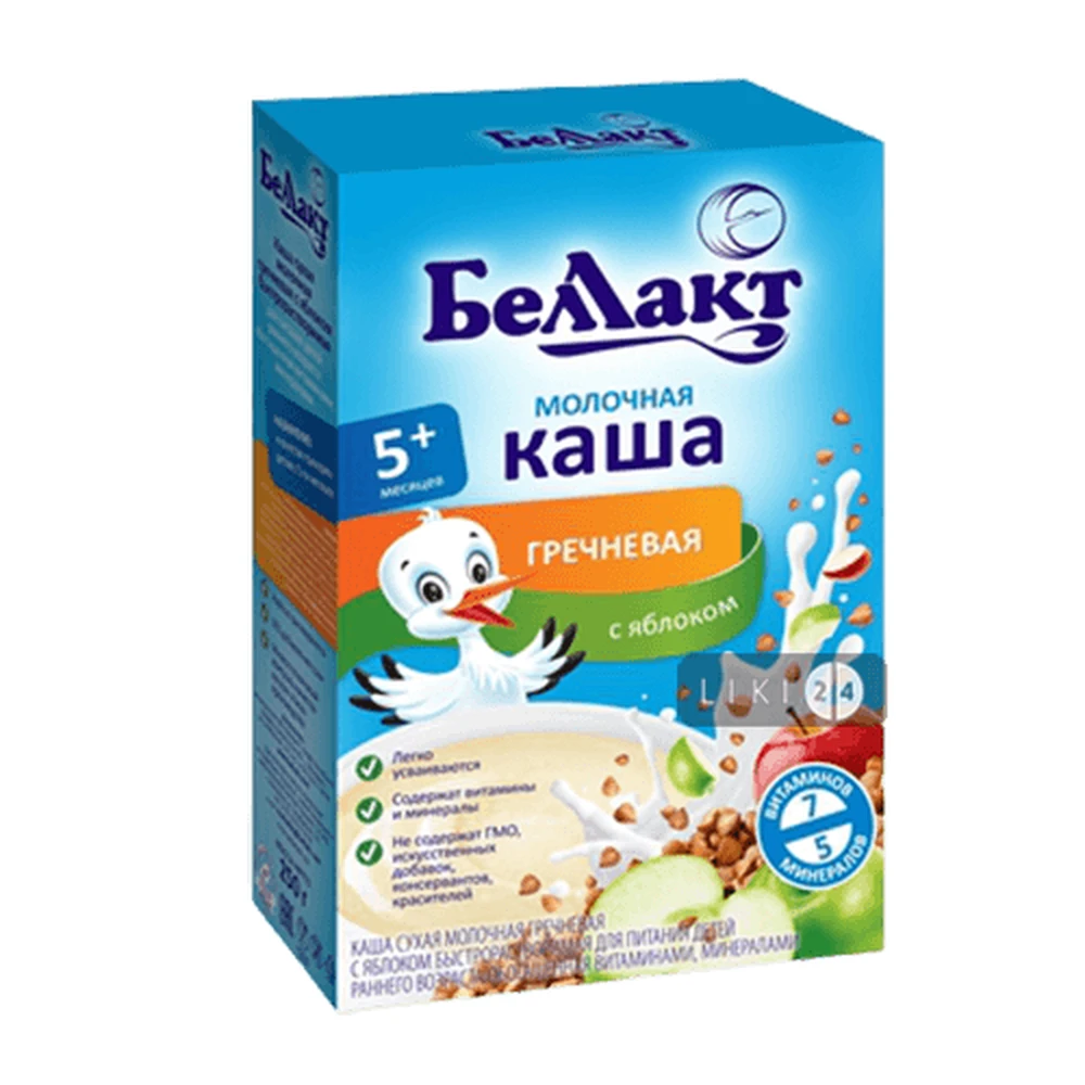 Каша сухая молочная Беллакт гречневая с яблоком с 6 месяцев 200 г: цены и характеристики