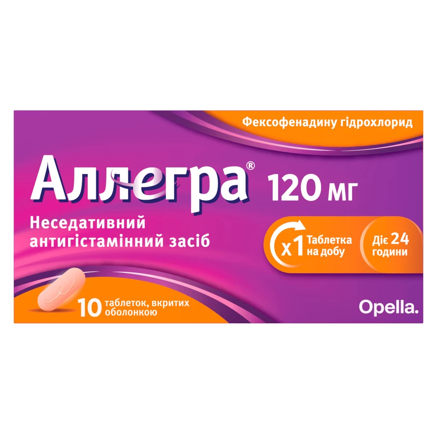 Аллегра 120 мг табл. в/о 120 мг блістер №10: ціни та характеристики