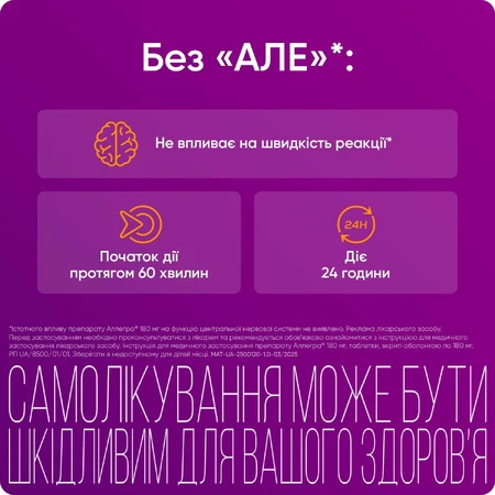 Аллегра 180 мг табл. в/о 180 мг блістер №10: ціни та характеристики