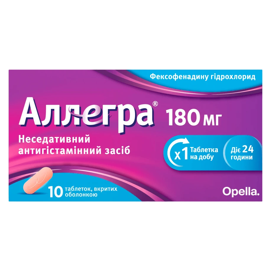 Аллегра 180 мг табл. в/о 180 мг блістер №10: ціни та характеристики