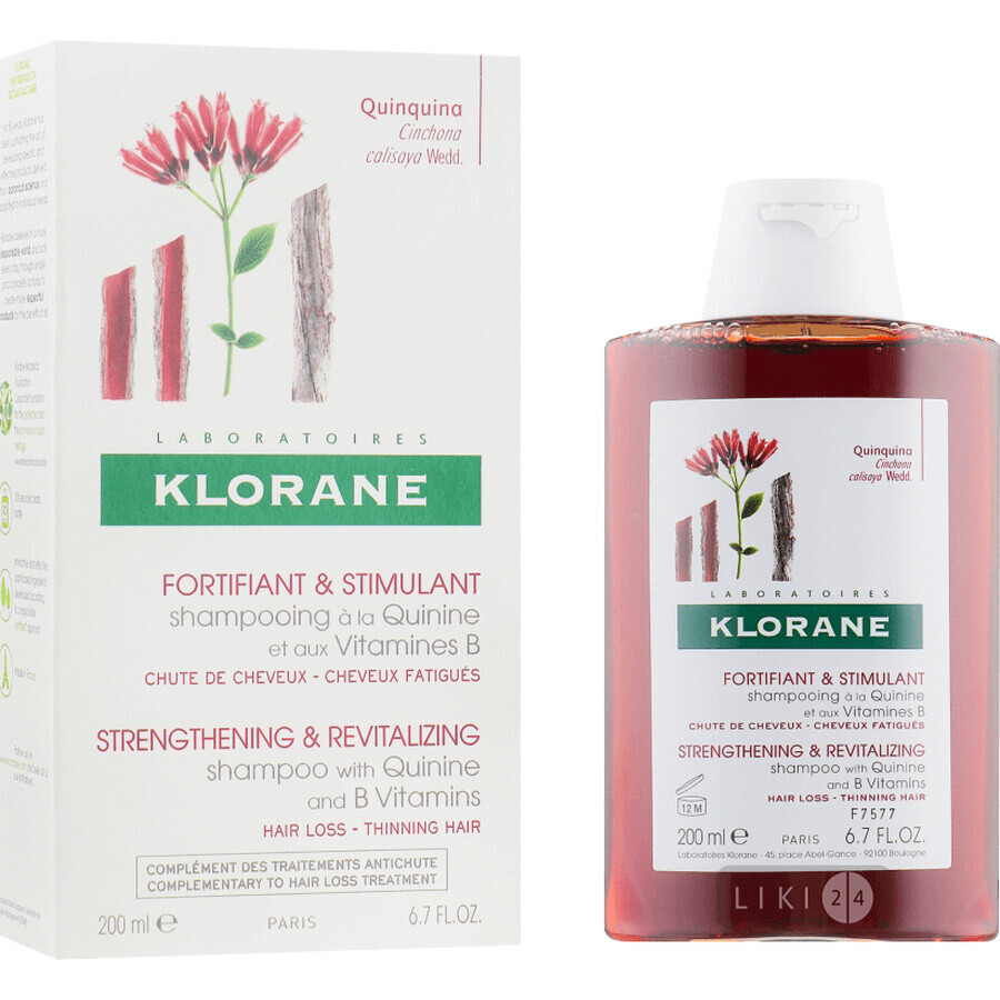 Шампунь Klorane Укрепляющий с хинином и витамином b против выпадения волос, 200 мл: цены и характеристики