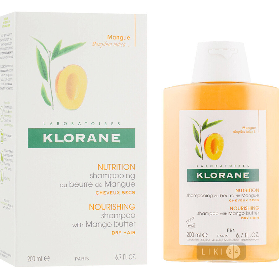 Шампунь Klorane Питательный с маслом манго для сухих и поврежденных волос, 200 мл: цены и характеристики