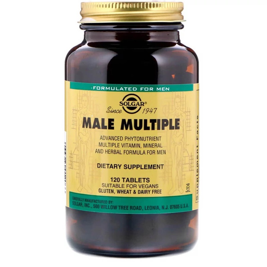 Комплекс витаминов для мужчин Male Multiple Solgar 120 таблеток: цены и характеристики