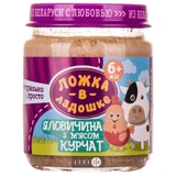 Консервы мясные для детского питания тм "ложка в ладошке" "говядина с мясом цыплят" банка жестяная 100 г