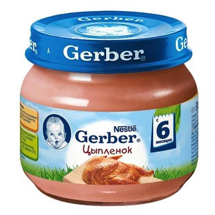 Консервы мясные тм "gerber" "цыпленок в собственном соку" 80 г, с 6 месяцев
