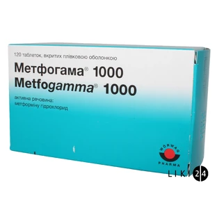 Метфогамма 1000 табл. п/плен. оболочкой 1000 мг блистер №120