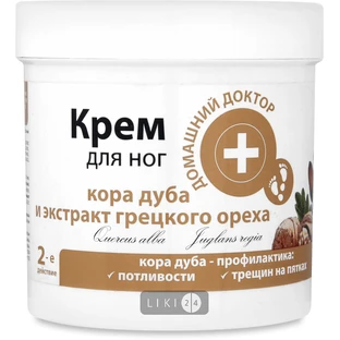 Крем для ног Домашний доктор с корой дуба и экстрактом грецких орехов 250 мл