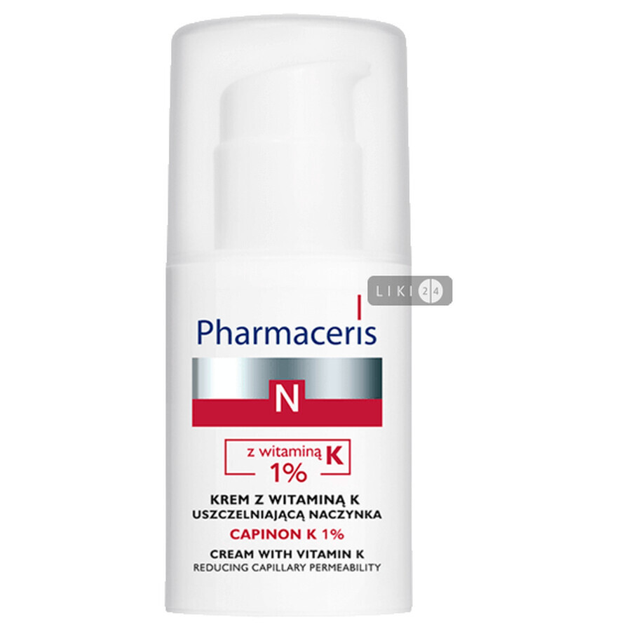 Крем для обличчя Pharmaceris N Сapinon Догляд за шкірою з помітними капілярами з вітаміном К, 30 мл: ціни та характеристики