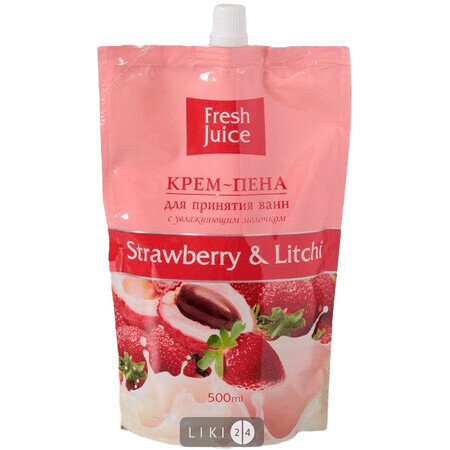 Крем-піна для прийняття ванн серії "fresh juice" дой-пак 500 мл, Strawberry & Litchi
