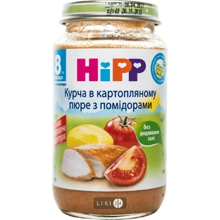 Цыпленок с помидорами и картофелем hipp 220 г, с 8 мес.