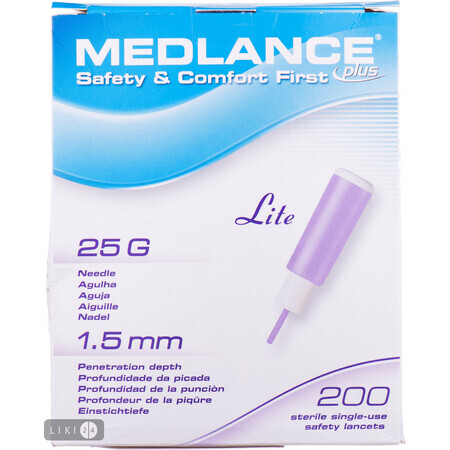 Ланцет Medlance Plus Lite автоматичний голка 25G, прокол 1,5 мм, №200