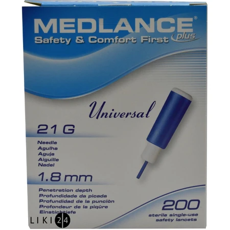 Автоматичний ланцет Medlance Plus Universal голка 21G, глибина проколу 1,8 мм, №200: ціни та характеристики