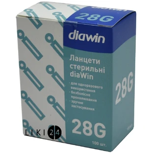 Ланцети Diawin стерильні, 28G №100