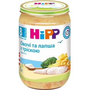 Лапша с морской рыбой и овощами HiPP 220 г, с 8 мес.