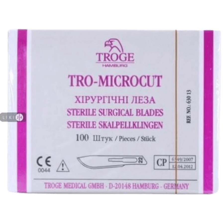 Лезвие хирургическое Troge Tro-Microcut размер 12, №100: цены и характеристики