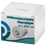 Лейкопластырь верофарм 4 см х 500 см коробка картон.