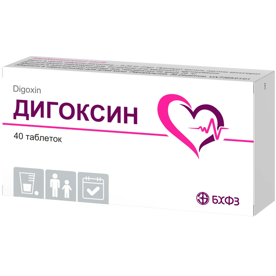 Дигоксин табл. 0,25 мг блистер №40: цены и характеристики