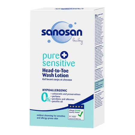 Дитячий гіпоалергенний засіб для купання Sanosan Pure&sensitive 2 в 1 200 мл: ціни та характеристики