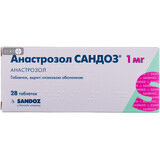 Анастрозол Сандоз табл. в/плівк. обол. 1 мг блістер, у картоній упаковці №14