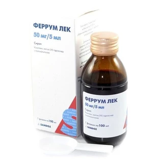 Феррум лек сироп 50 мг/5 мл фл. 100 мл, з мірною ложкою