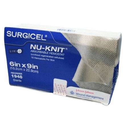 Гемостатичний матеріал, що розсмоктується Surgicel Nu-knit 1943GB, 7,5 см х 10 см