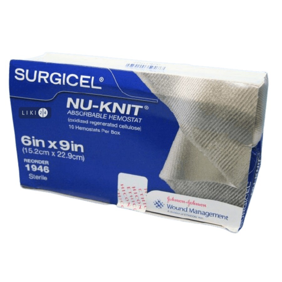 Гемостатичний матеріал, що розсмоктується Surgicel Nu-knit 1943GB, 7,5 см х 10 см: ціни та характеристики
