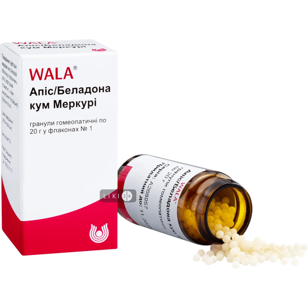 Апіс/беладона кум меркурі гран. гомеопат. фл. 20 г: ціни та характеристики