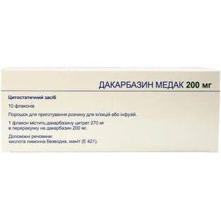 Дакарбазин медак пор. д/п р-ра д/ин. и инф. 200 мг фл. №10