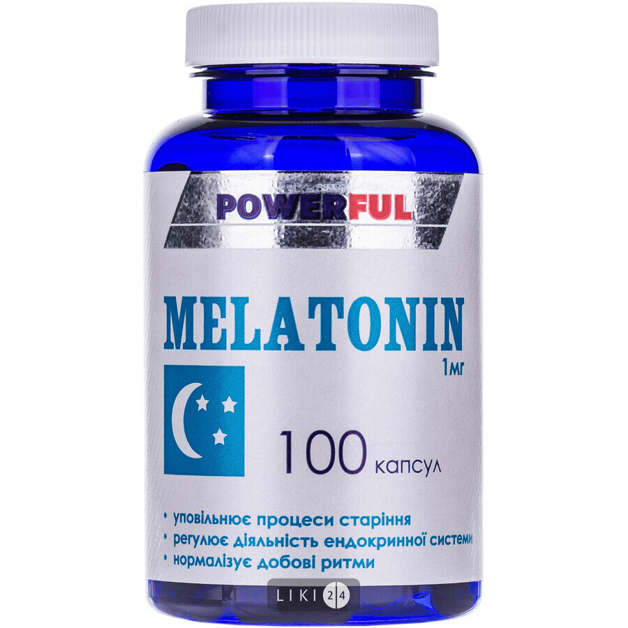 Мелатонін POWERFUL 1 г капсули, №100: ціни та характеристики